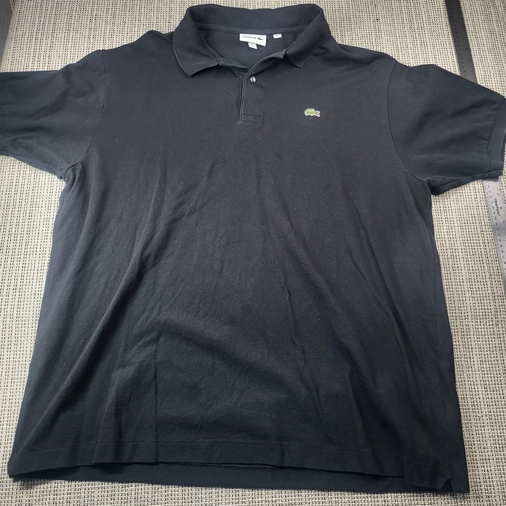 Lacoste Polo Shirt Mens Big 2X Black Short Sleeve Collared Cotton Pique Casual